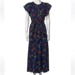 Ulla Johnson Floral Print Crew Neck Jumpsuit